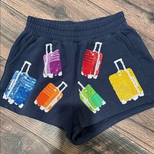 Queen of sparkles suitcase Luggage EUC navy shorts Xs -hard to find